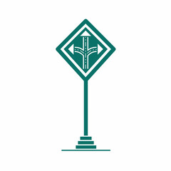 Warning sign icon logo design vector or three way road notice or junction road