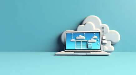 Cloud data storage, database concept illustration. AI generated