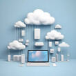 © ZayNyi - Cloud data storage, database concept illustration. AI generated