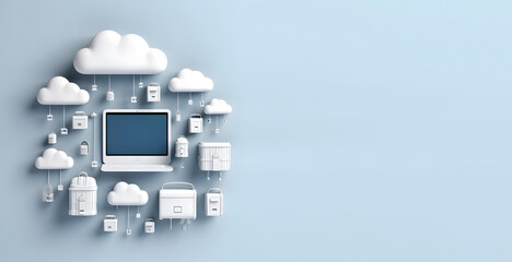 Cloud data storage, database concept illustration. AI generated