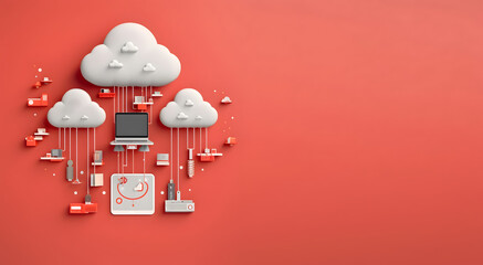 Cloud data storage, database concept illustration. AI generated