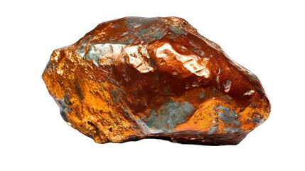 Wall Mural - Copper nugget gem mineral isolated on transparent and white background. Generative AI