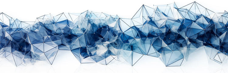 Visual representation of a network, blue, purple, navy, net art, white background, angular abstraction Generative Ai Illustration.