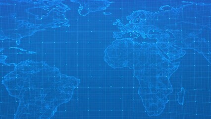 Wall Mural - digital grid moving with world map background.connections and world moving background ,global networ