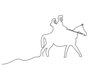 couple young same horse ride love date nature line art