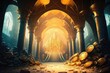 Fantasy world of gold mine or old treasure cave. distinct generative AI image.