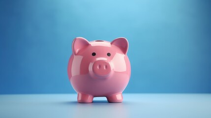 piggy bank safe, economy and finance concept, blue background. generative ai