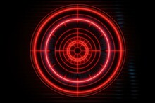 Red Neon Light Target, Technology And Business Concept, Digital Illustration. Generative AI