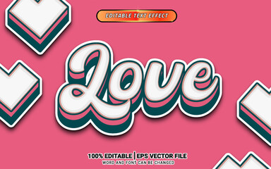 Wall Mural - 3d love retro pink text effect editable template design