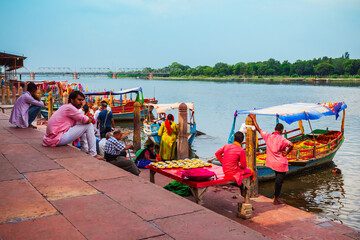 Canvas Print - Boats at Vishram Ghat, Mathura