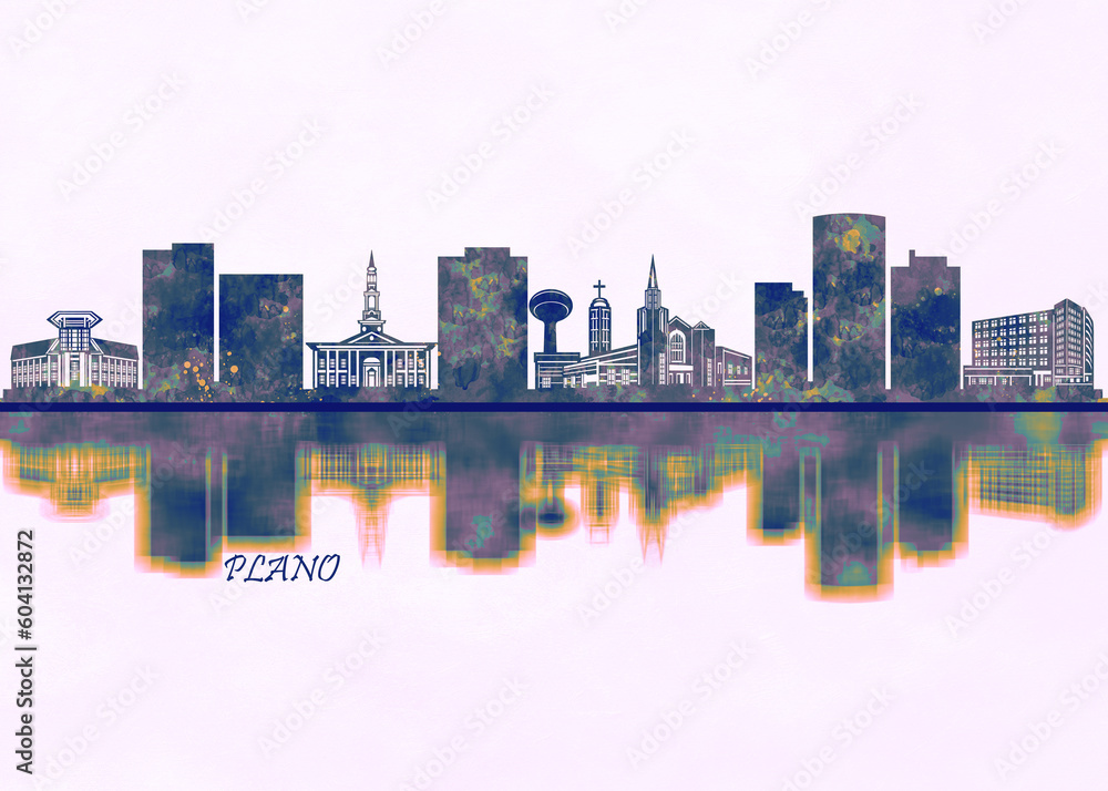 Plano Skyline. Cityscape Skyscraper Buildings Landscape City Background ... - Plano City Skyline View