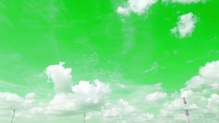 Wall Mural - moving cloud on green screen isolated with chroma key, real shot