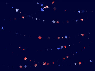 Wall Mural - Flying red blue white star sparkles vector american patriotic background.