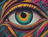 Fototapeta  - One eye of person with grafity style created by ai generated tools