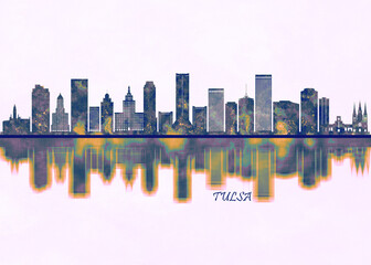 Wall Mural - Tulsa Skyline. Cityscape Skyscraper Buildings Landscape City Background Modern Art Architecture Downtown Abstract Landmarks Travel Business Building View Corporate