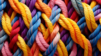 close up of colorful braided rope. generative ai edited