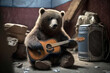 Funny bear playing the guitar. Ai generated