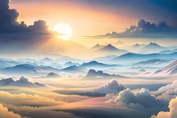 Wall Mural - sunset in the mountains