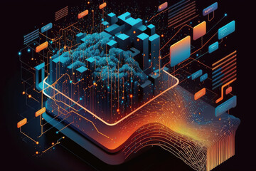 Big data information flow image material, AI generated.