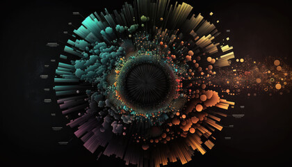 Wall Mural - Round big data information flow material, AI generated
