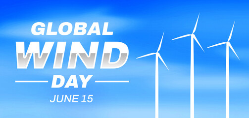 Global Wind Day wallpaper with white typography on blue sky