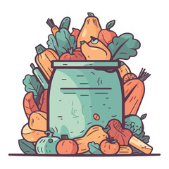 Sticker - Fresh vegetables in a basket for healthy eating