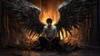 grim dark fantasy angelic fallen angel - by generative ai