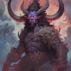 Wall Mural - demonic evil muscular demon warrior grim dark fantasy - by generative ai