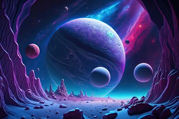 Wall Mural - very epic blue and purple space as background spectacular. generative ai aig15.