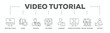 © Ski14 - Video tutorial banner web icon vector illustration concept with icon of watching video, guide, teacher, software, learning, screen recording, online training, support