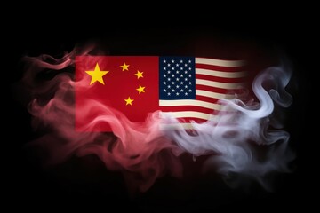 Wall Mural - Abstract background of confrontation between two countries, USA and China. AI generated, human enhancement