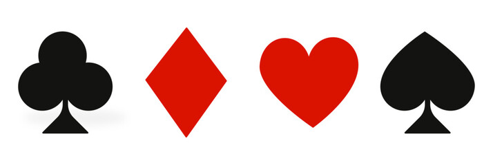 Casino Playing card suit clubs (♣), diamonds (♦), hearts (♥), and spades (♠).