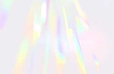 Wall Mural - Rainbow pastel colors on white background. Light refraction effect