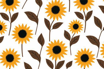 seamless pattern with sunflowers