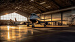 plane at the airport in the hangar. Generative Ai