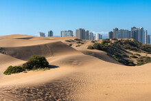 Sand Dunes And Residential High-rise Buildings, Concon, Valparaiso Province, Valparaiso Region, Chile