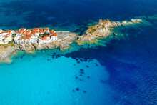 Aerial Drone View Of Iconic And Picturesque Andros (Chora) Andros Island, Cyclades, Greek Islands, Greece