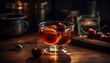 © Stockgiu - A rustic table with fresh fruit and an old fashioned martini generated by AI