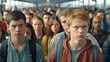 © wetzkaz - bad mood, crowd, dense crowd or queue, fictional place and happening, young adult people. Generative AI