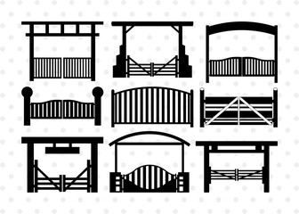 Wall Mural - Ranch Gate SVG, Ranch Gate Silhouette, Ranch Entrance Svg, Ranch Fencing Svg, Farm Fence Svg, Gate Svg, Ranch Gate Bundle