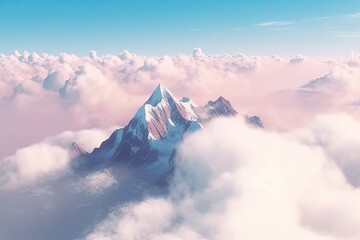 Canvas Print - majestic mountain peak emerging from a sea of clouds Generative AI