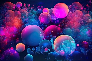 Canvas Print - colorful bubbles floating in the sky with a dreamy background Generative AI