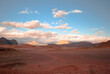 © QiuQiu.art - sunset in the desert.Panoramic view of the desert mountains with the sky.Jordan Travel.Wadi Rum.