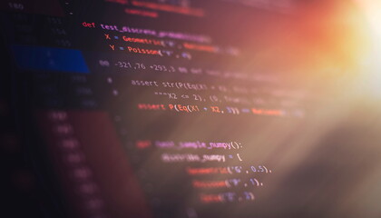 Python code computer screen. Mobile application design Concept.