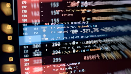 Python code computer screen. Mobile application design Concept.