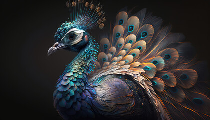 Naklejka na meble Peacock abstract wallpaper. Soft background with cute peafowl  bird in Pastel colors generative ai