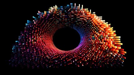 Wall Mural - a galaxy of interconnected layers of data levels depth circle shapes dimensional depth data particles inspired black background. generative AI