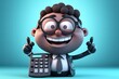 ©  Jannatul Koraise - Successful Cartoon Accountant character happy with a Calculator and a Joyful Smile face. Generative AI. Digital Art Illustration