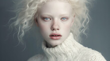 Portrait Of Beautiful Albino Woman. Generative AI
