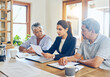 © Tamani Chithambo/peopleimages.com - Finance, budget and senior couple with advisor for bills, paperwork and life insurance documents. Retirement, consultant and elderly man and woman with financial planner for pension, loan or mortgage